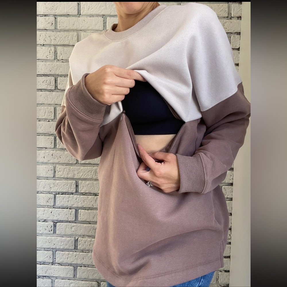 NURSING/BREASTFEEDING Colorblock Women's Crewneck by All Things Mama Designs